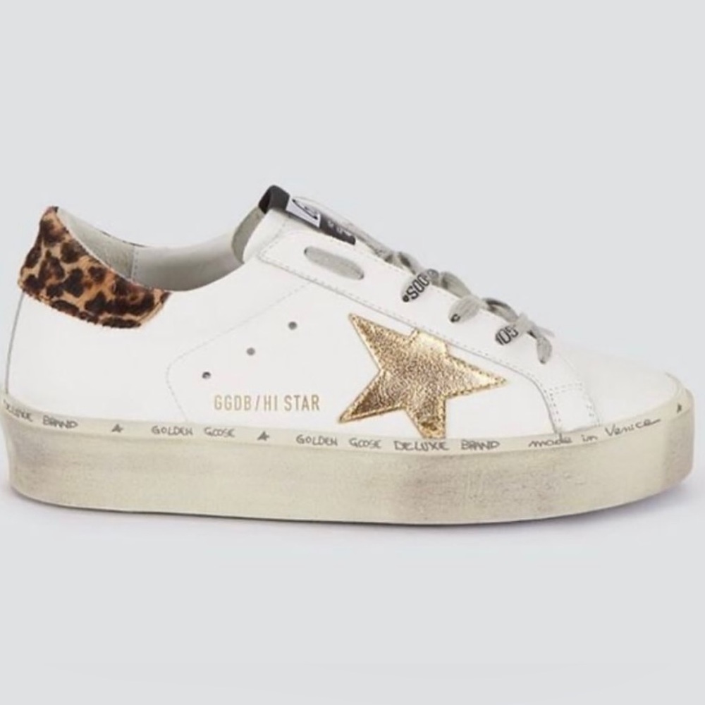 Authentic golden goose hi star size 36 leopard with gold metallic star